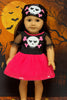 Halloween Skull Tutu Outfit – 2 Piece Doll Clothes