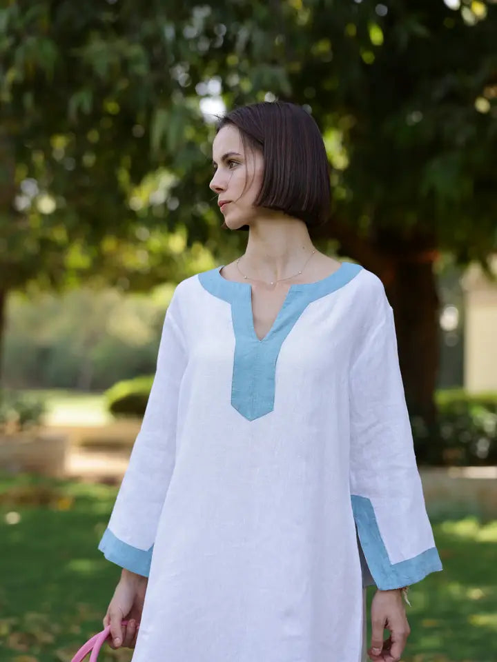 Hampton Kaftan 100% Linen Maxi — Palm