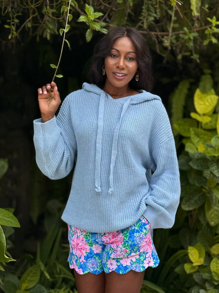 POL Aqua Sky Breeze Oversized Knit Hoodie