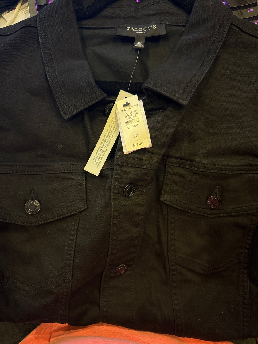 TALBOTS-Women’s Classic Black Denim Jacket 3X NWT