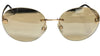 Authentic Chanel Rimless Designer Gold Round Sunglasses