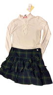 E-Land Girls’ Ruffle Top, Tartan Skirt & Riding Pants