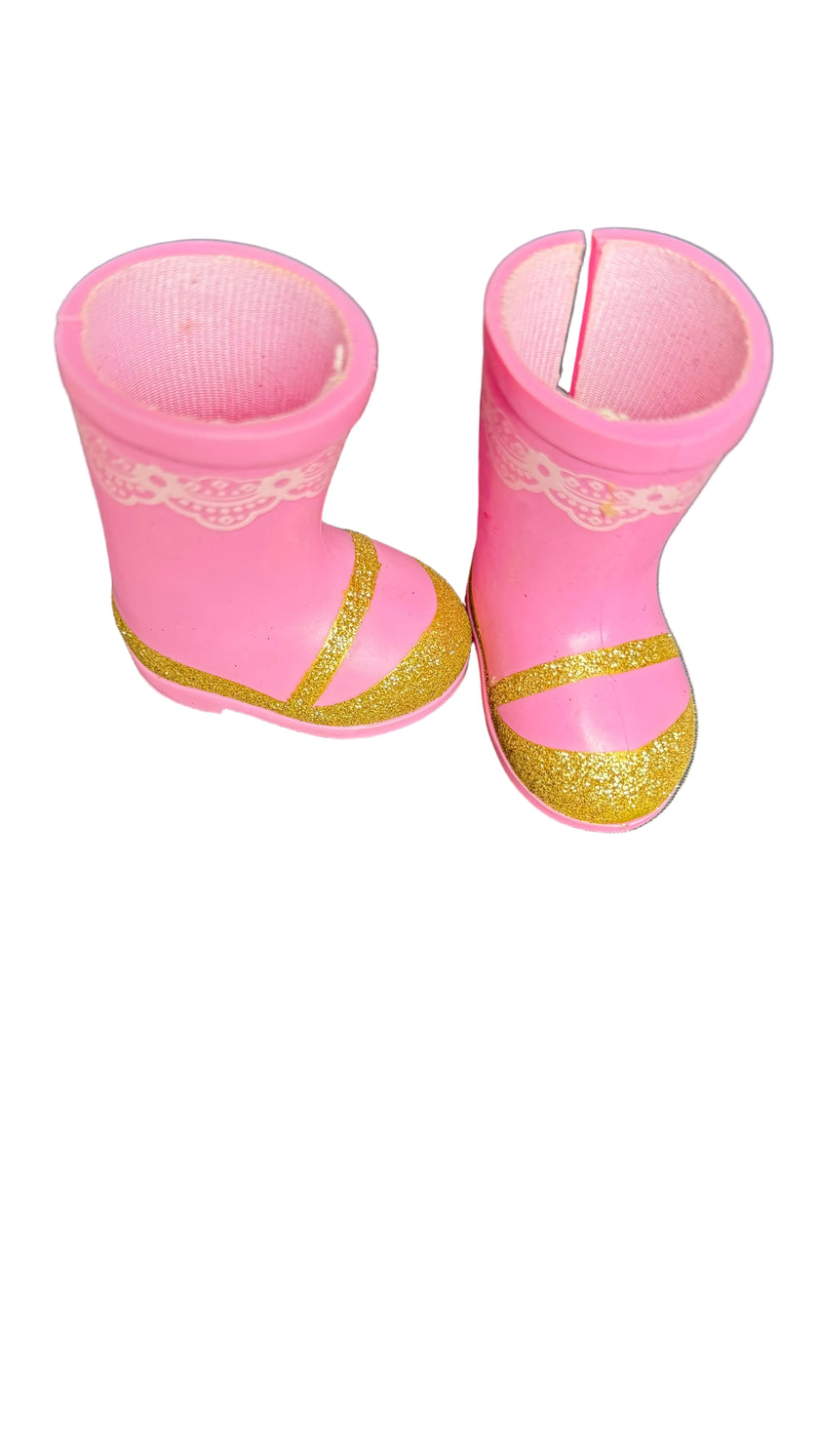 Pink Sparkle Boots for Wellie Wishers – Doll-Sized Glam