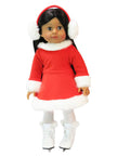 18-Inch Doll Red Christmas Ice Skating Dress & Earmuffs | Holiday Outfit for  18-Inch American Girl Dolls