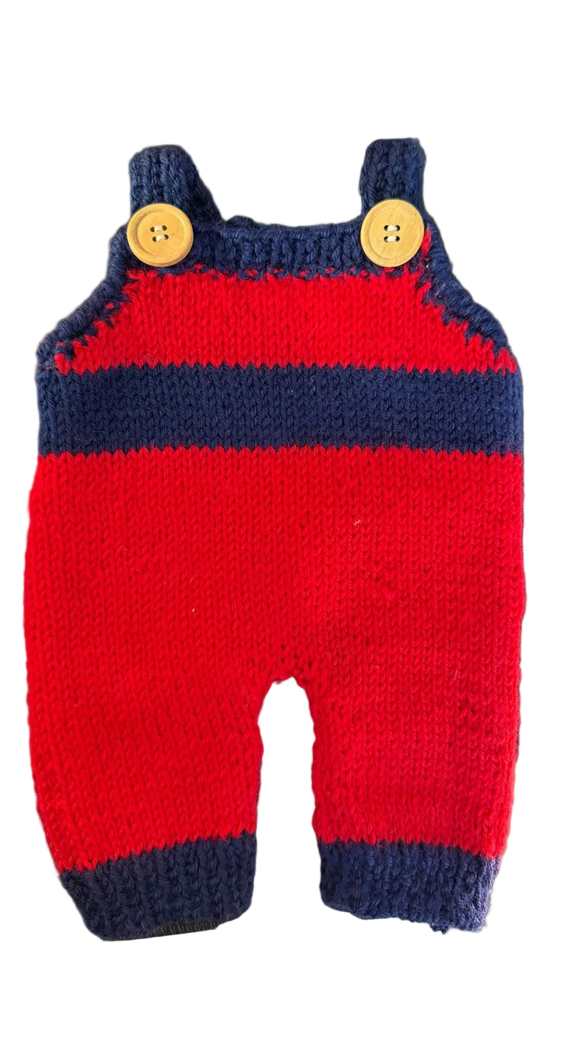 Knit Baby Doll Romper – Classic Red & Navy Blue fits Bitty Baby American Girl dolls