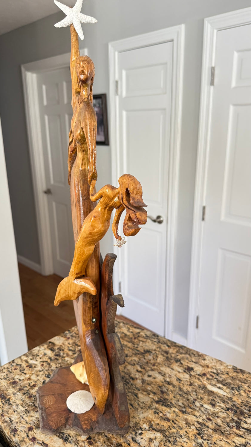 Cape Cod Hand-Carved Wooden Seahorse Wall Art – Coastal Beach House Decor by D.Q.R.