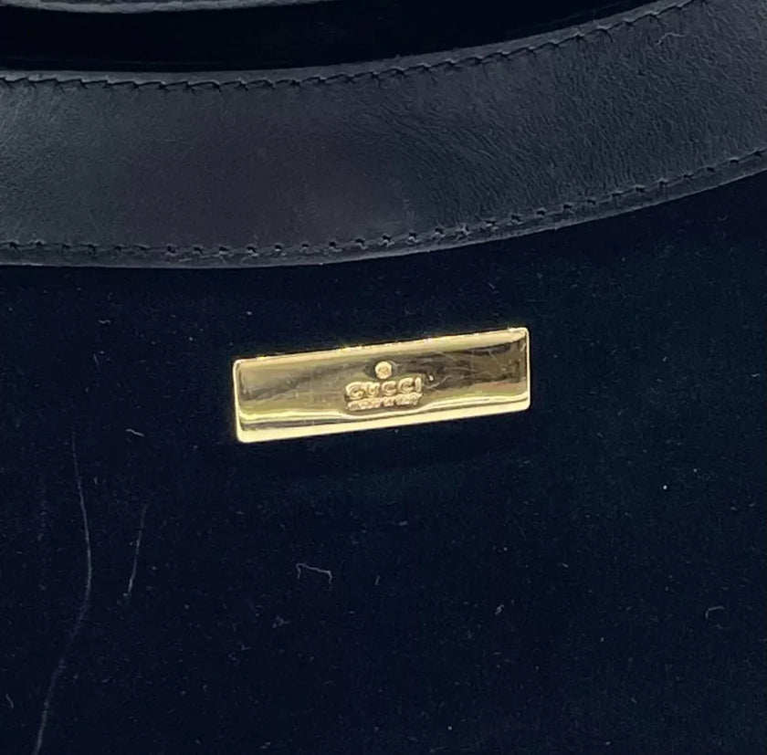 GUCCI Bamboo Black Suede Jackie Shoulder Bag