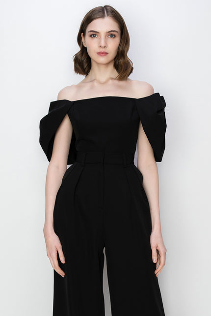 Ina Puff Sleeve Off Shoulder Crop Top with Flap Sleeves - Cape Cod Fashionista