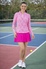 women pink UPF 50 cooling performance long sleeve top golf