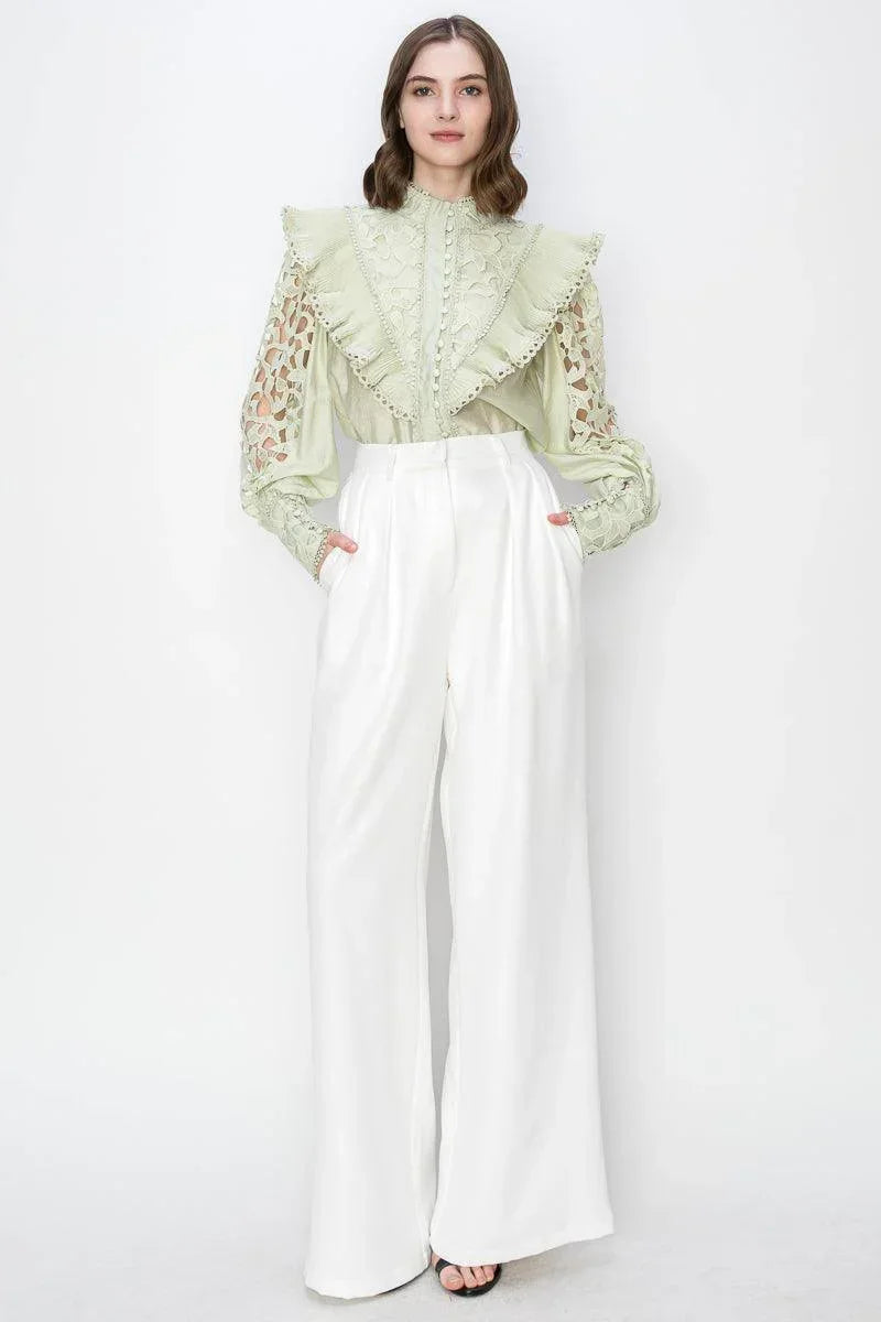 Ina High Waist Pleated Wide Leg Pants- Matching Crop Top Available - Cape Cod Fashionista