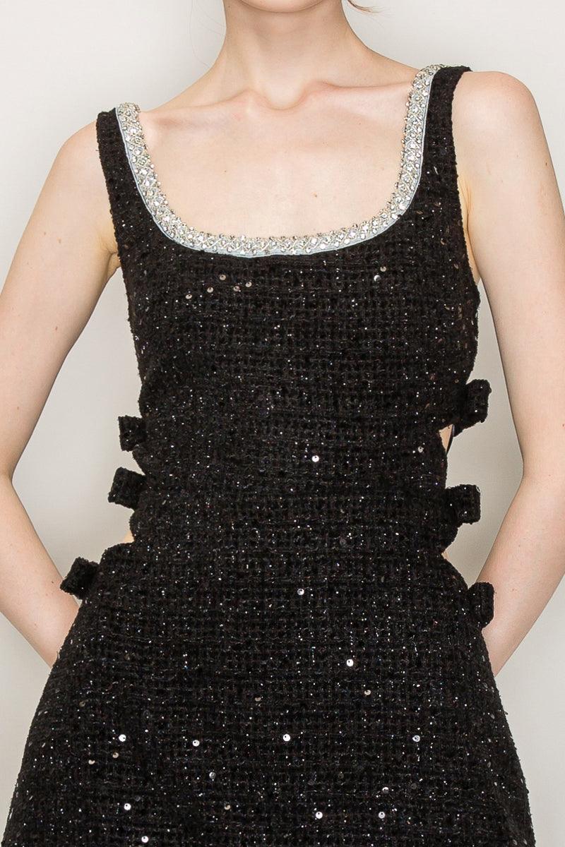Ina Sequin Cutout Embellished Boucle Mini Dress - Cape Cod Fashionista