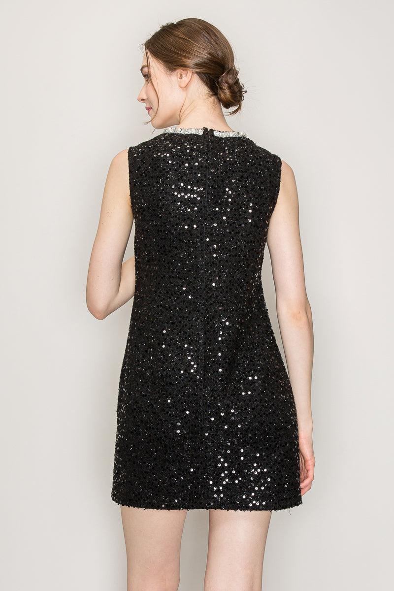 Ina Sequin Bead Embellished Sleeveless Mini Dress - Cape Cod Fashionista