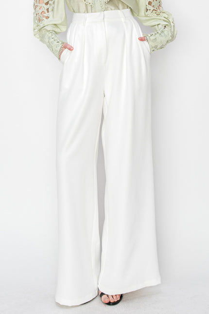 Ina High Waist Pleated Wide Leg Pants- Matching Crop Top Available