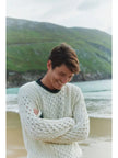 Inishbeg Striped Merino Aran Crew – Men’s Sweater, Made in Ireland
