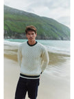 Inishbeg Striped Merino Aran Crew – Men’s Sweater, Made in Ireland