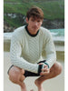 Inishbeg Striped Merino Aran Crew – Men’s Sweater, Made in Ireland