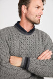 Inishbeg Striped Merino Aran Crew – Men’s Sweater, Made in Ireland