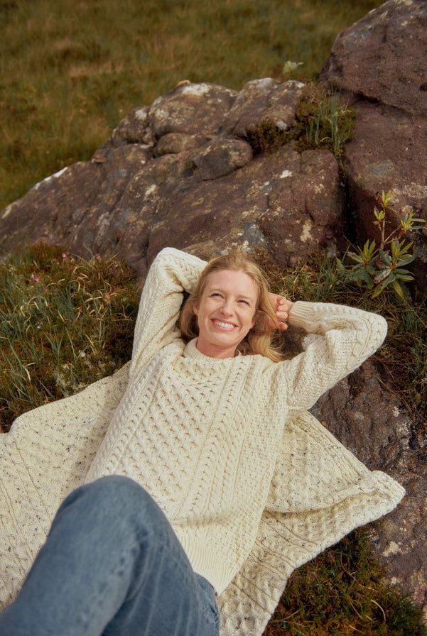 Inisheer Traditional Aran Unisex Sweater – 100% Merino Wool, Made in Ireland