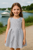 JUSBE KIDS - Cotton Striped Lined Dress – Flower Detail A-Line Dress