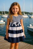 JUSBE KIDS - Jusbe Kids Nordic Cotton Bow Dress – Hand-Trimmed Lined Party Dress