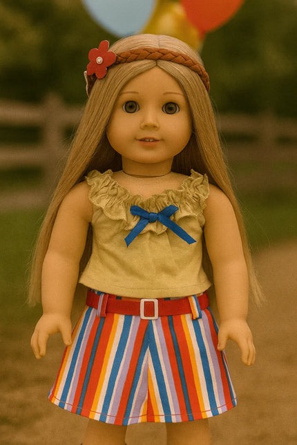 Julie’s 70s Striped 3 Piece Skirt Set –  for American Girl Doll