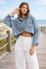 Lana High-Low Women's Crop Light Washed  Denim Jacket