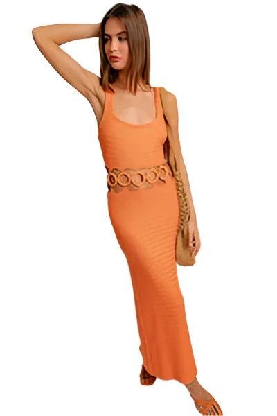 Sunset Stroll Circle Crochet Midi Dress