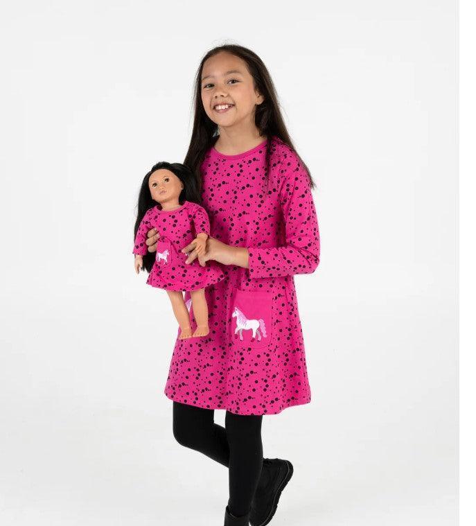 Matching Unicorn Girl And Dolls Cotton Dress fits American Girl and any 18