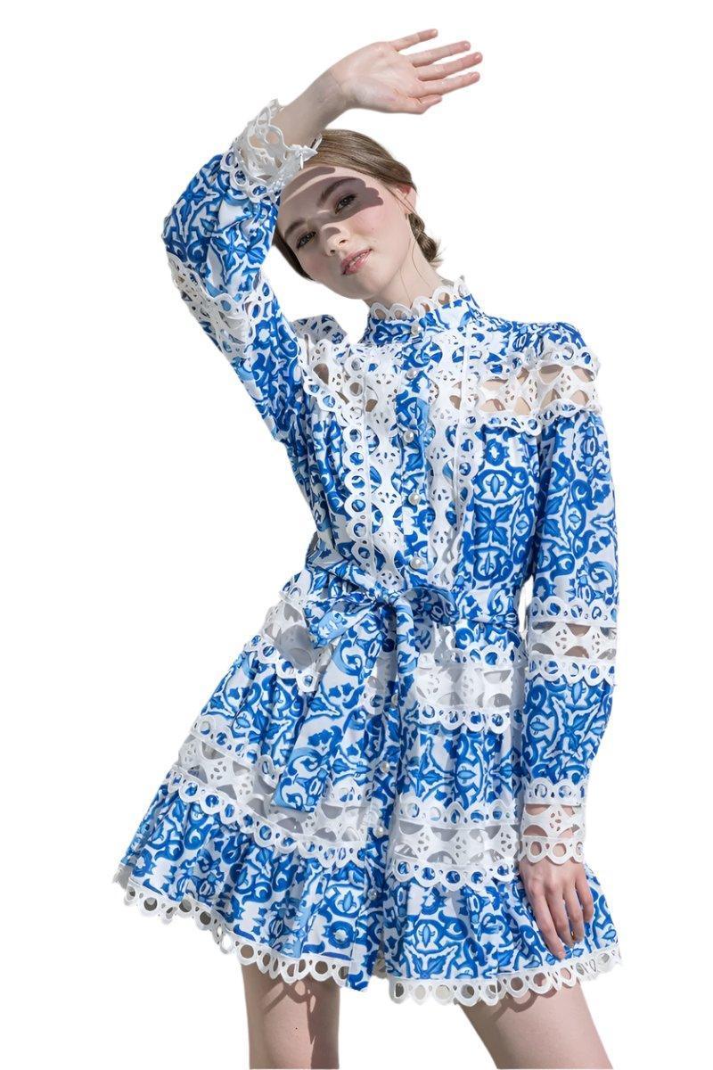 Skyler's Crochet Detail Lace Hem Mini Dress