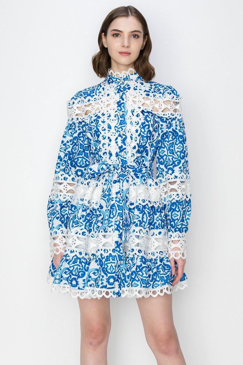 Skyler's Crochet Detail Lace Hem Mini Dress