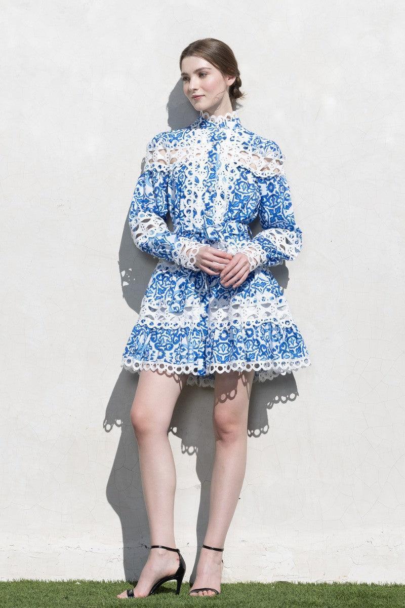 Skyler's Crochet Detail Lace Hem Mini Dress