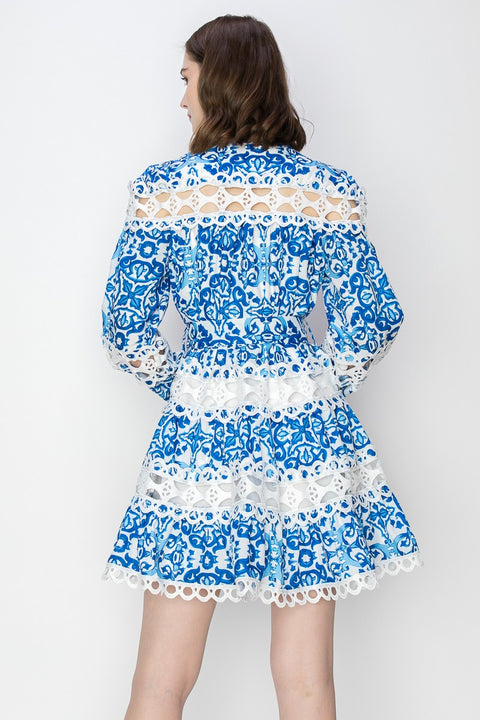 Skyler's Crochet Detail Lace Hem Mini Dress