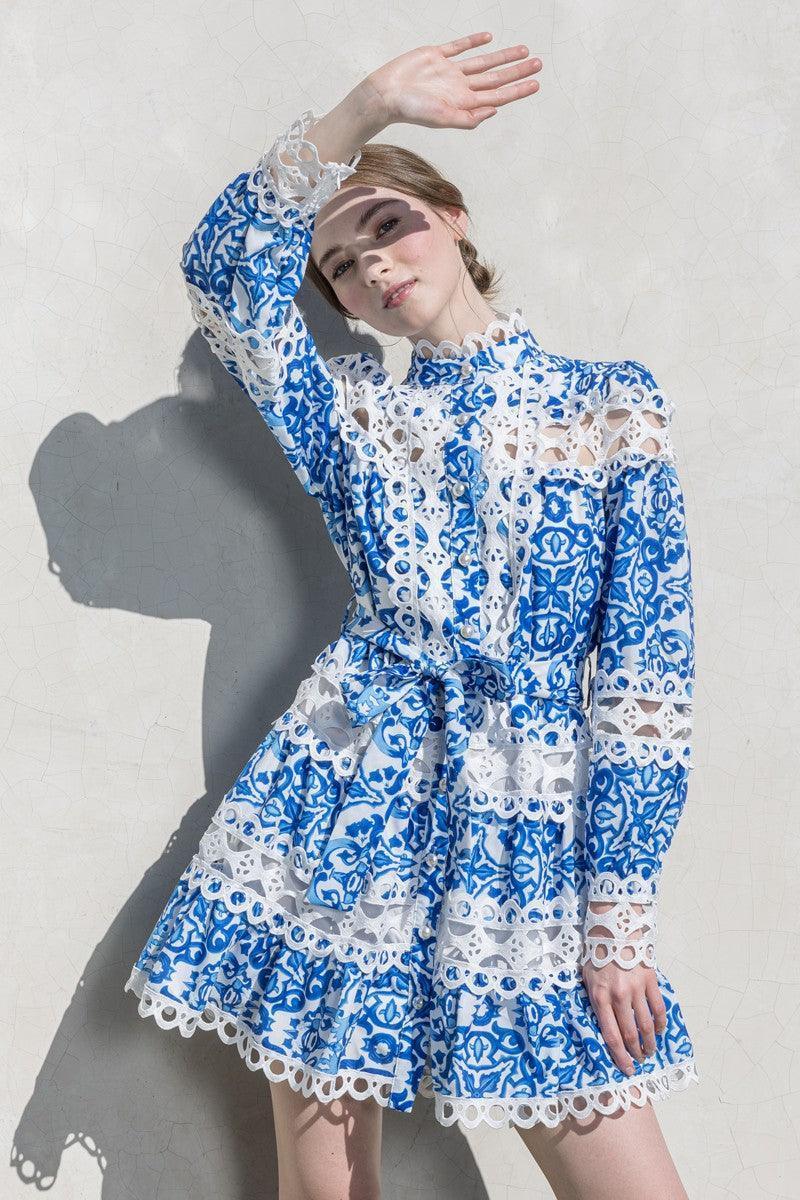 Skyler's Crochet Detail Lace Hem Mini Dress