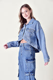 Lana High-Low Women's Crop Light Washed Denim Jacket