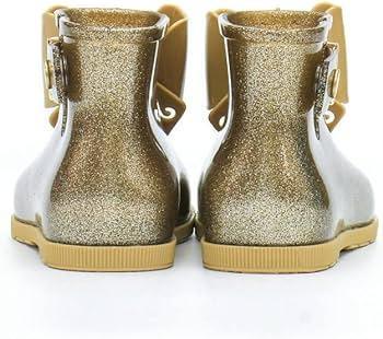 Mini Melissa Sugar Rain Bow Glass Gold Glitter Boots - Cape Cod Fashionista