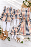 girls cotton plaid outfit with white leggings mommy and me style