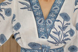 Mykonos Indigo Flower Dress—100% European linen with pockets