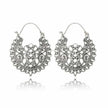 Antique Gold Ornate Filigree Crescent Boho Hoop Earrings Stainless Steel | Antique Gold or Silver