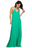 women’s ocean green pleated cami maxi dress vacation wear