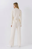 ENGLISH FACTORY Aspen Ivory Polo Collar Knit Cashmere Feel Knit Pant Set