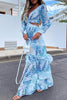 Sky Blue Vacation Lantern Cutout Maxi Dress