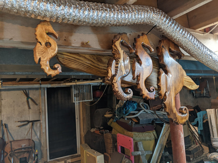 Cape Cod Hand-Carved Wooden Seahorse Wall Art – Coastal Beach House Decor by D.Q.R.