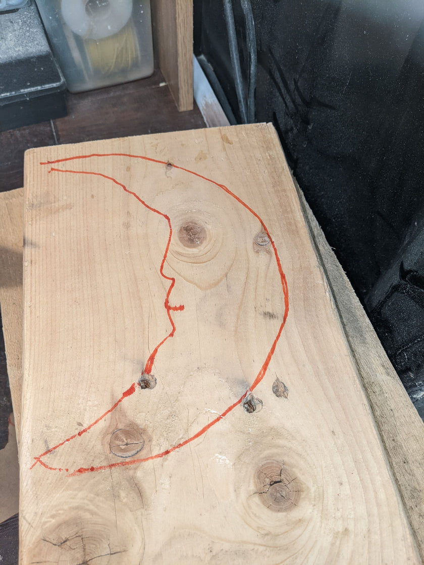 Cape Cod Hand-Carved Wooden Moon Wall Art – Coastal Celestial Decor by D.Q.R.