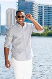 Peruvian 100% Linen Men's Salt & Pepper Shirt