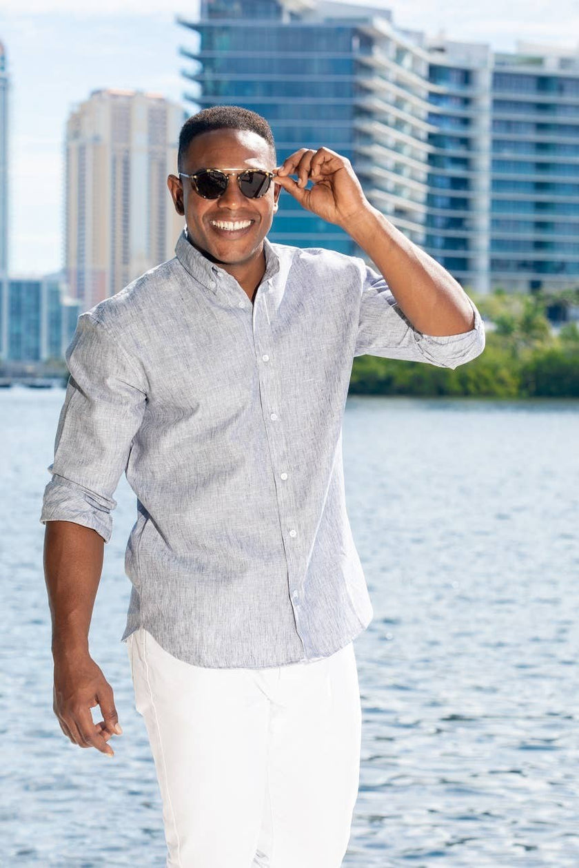 Peruvian 100% Linen Men's Salt & Pepper Shirt