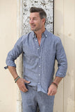 Peruvian Natural Cotton-Linen Blend Button Down Shirt