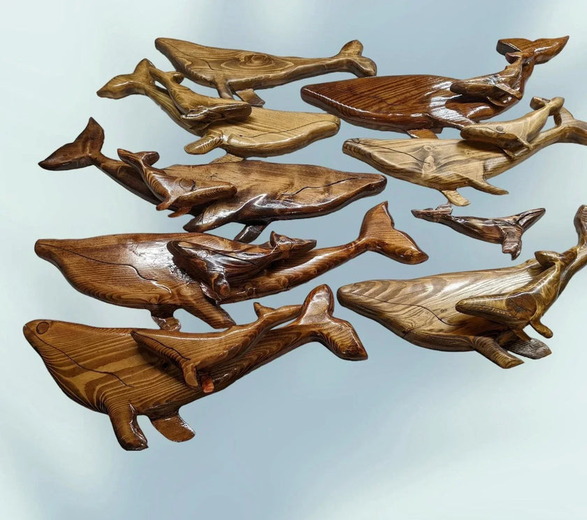 Mommy & Me: Hand Crafted ON Cape Cod - 3D Large Mosaic Whale Sculpture Gift