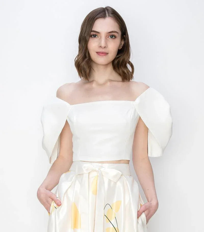 Ina Puff Sleeve Off Shoulder Crop Top with Flap Sleeves - Cape Cod Fashionista