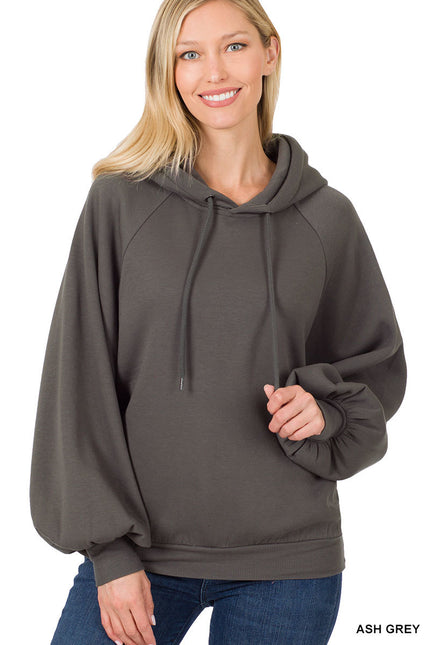 Plus- Oversized Raglan Sleeve Hoodie Marshmallow  Sweatshirt