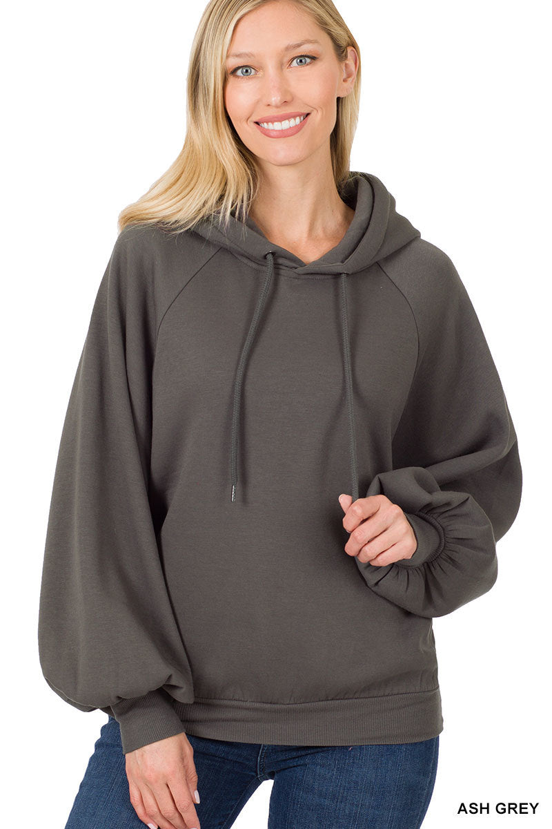 Plus- Oversized Raglan Sleeve Hoodie Marshmallow  Sweatshirt